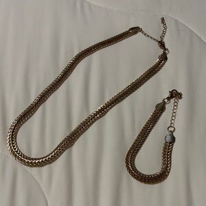 Gold Necklace and Bracelet Set
